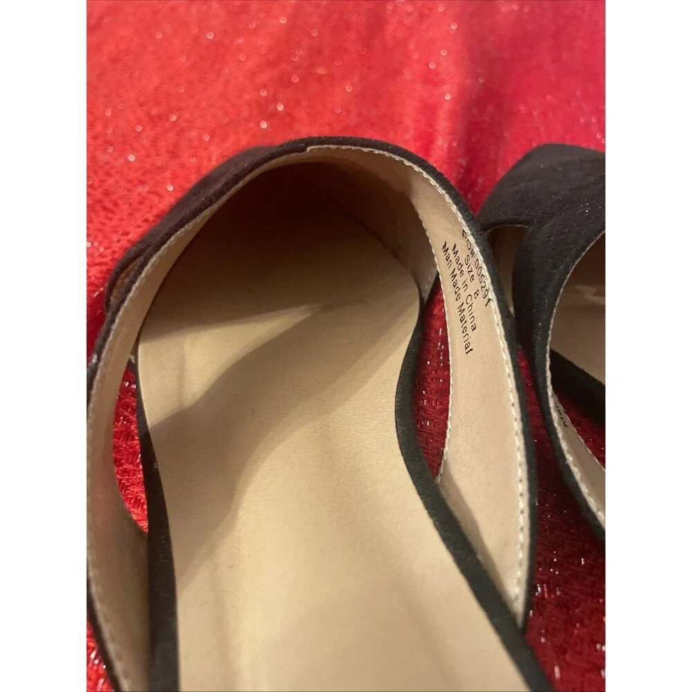 Womens Black Dress Shoes Size 8.5 Flat Slip-ons Suede Pointed Toe
